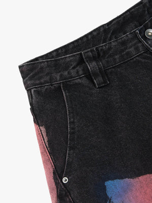 Vintage Tie-Dye Contrast Color Ripped Barrel Jeans - thumbnail 10