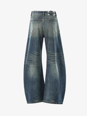 Vintage Washed Distressed Whisker Barrel Jeans - thumbnail 2