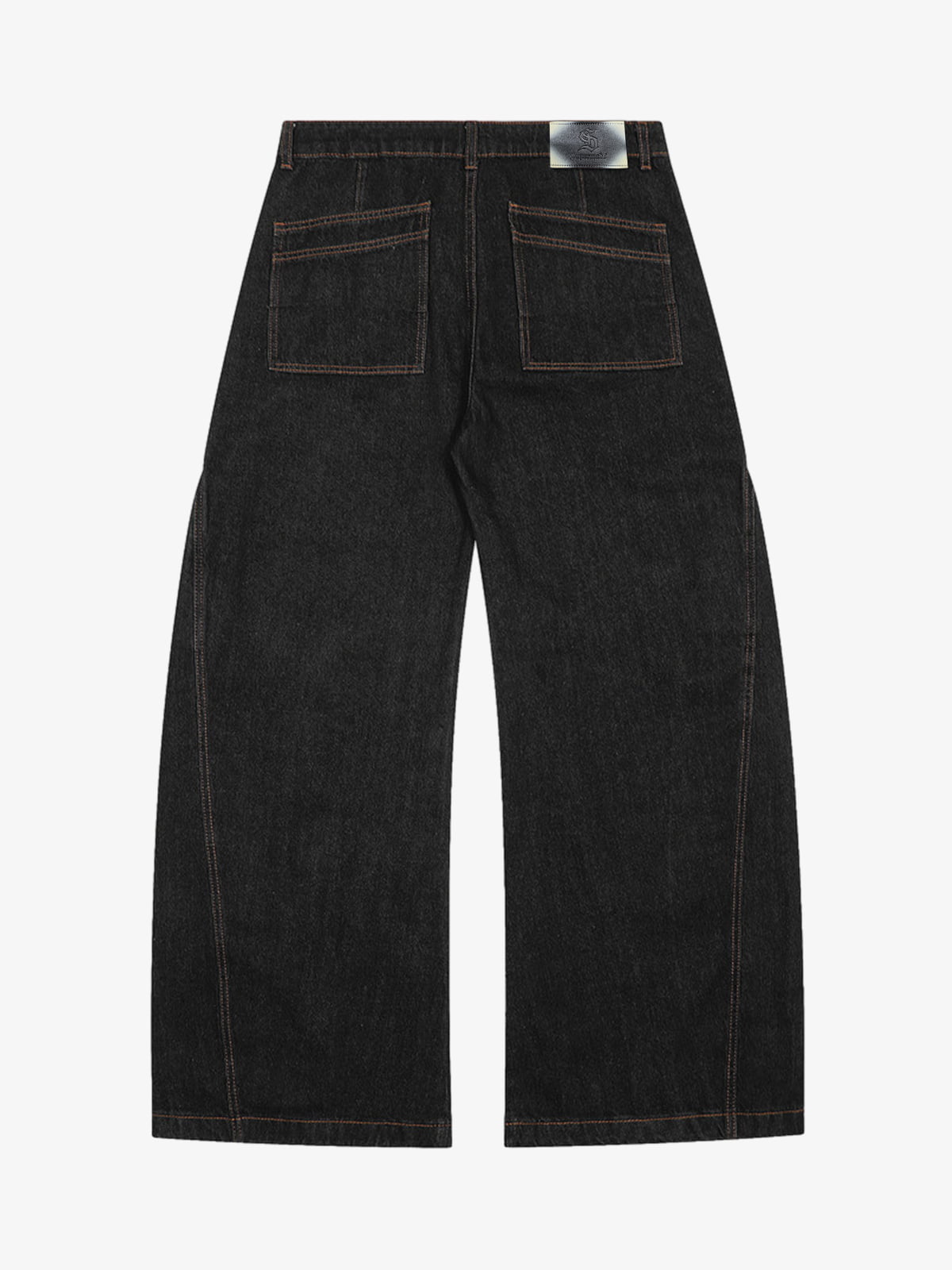 Vintage Denim Stitching Deconstructed Work Barrel Jeans