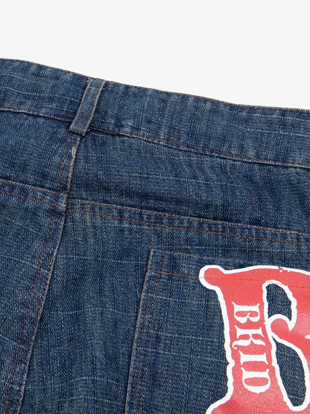 Dark Wash Cargo Jeans with Graphic Prints – Back pocket print close-up | XoKool