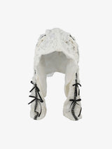 Punk Gothic Lace-Up Bow Earflap Trapper Hat