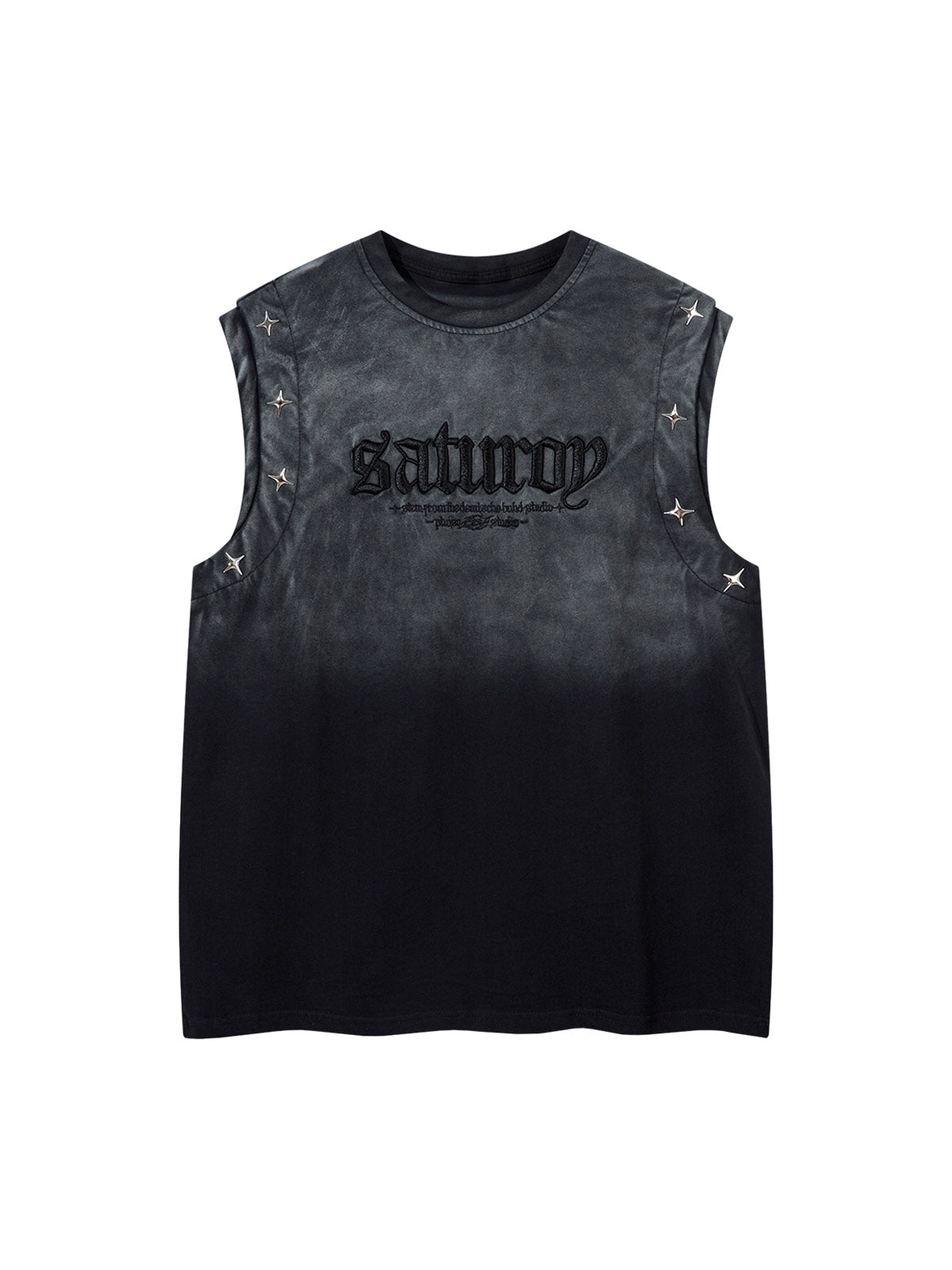 Washed Heavy-duty Letter Embroidered Waistcoat