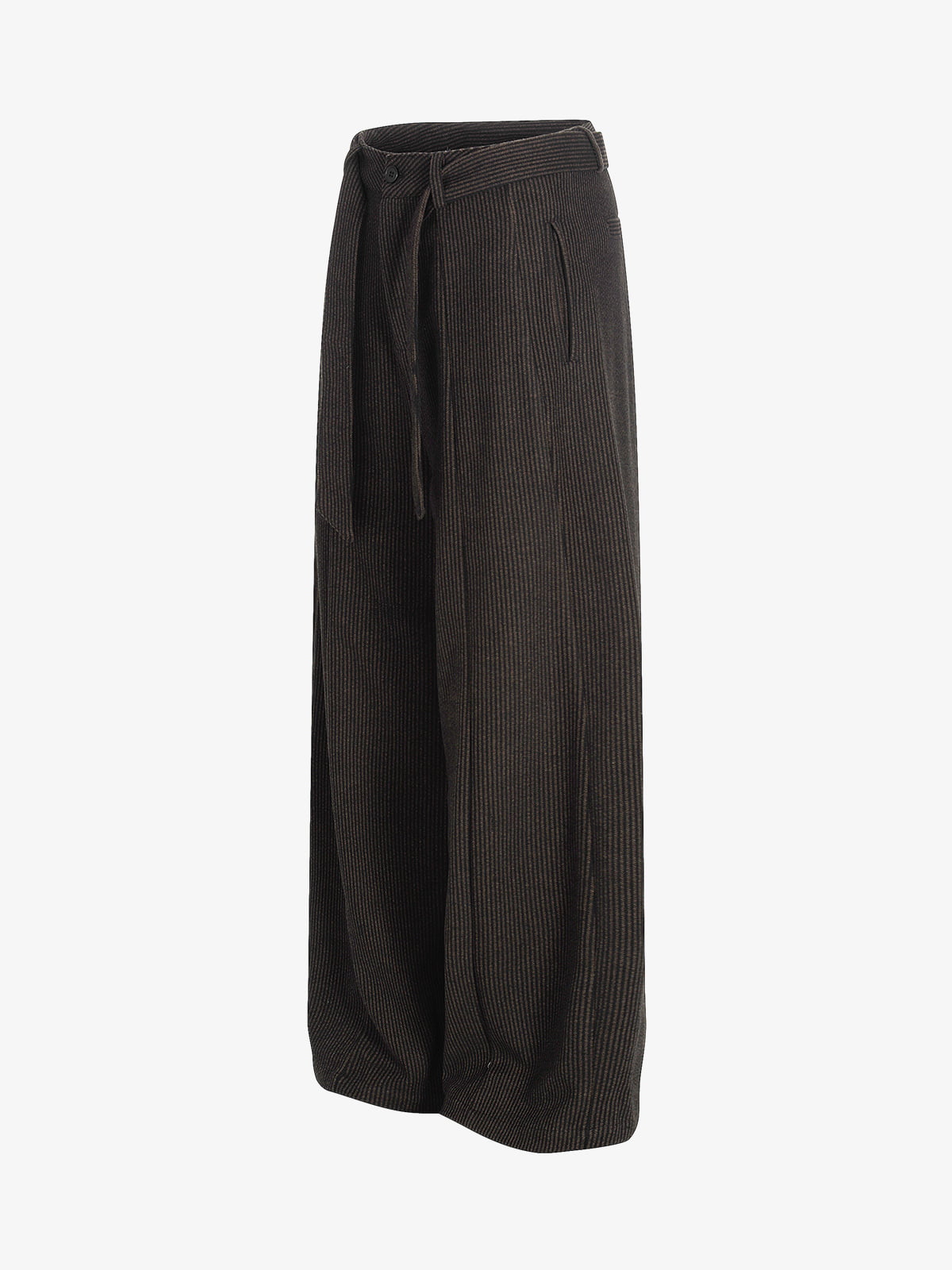 Pantalones plisados de pierna ancha – café, vista lateral plana | XoKool