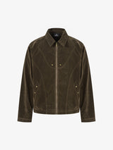 Suede Lapel Deconstructed Patchwork Jacket