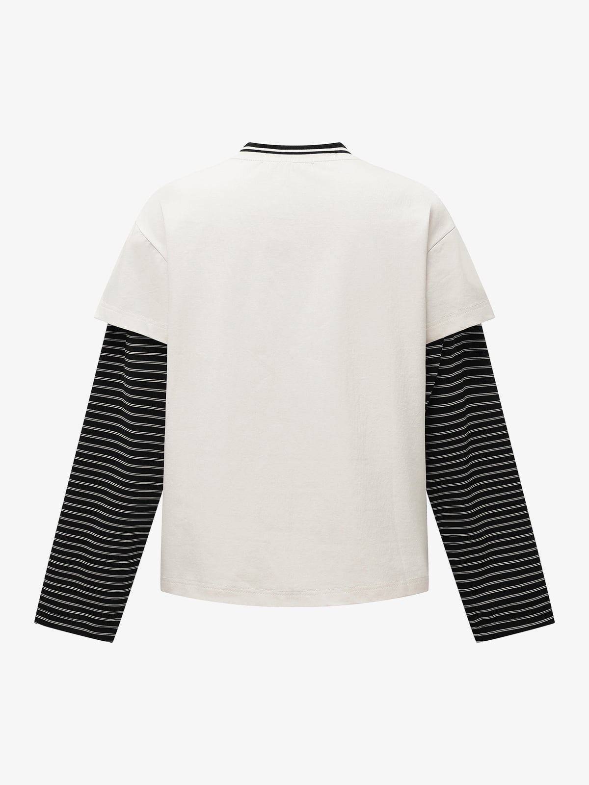 Hip-Hop Striped Fake Two-Piece Jersey Long-Sleeved T-Shirt