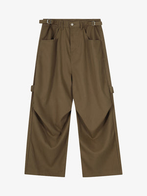 Adjustable Waistband Pleated Casual Pants - thumbnail 1