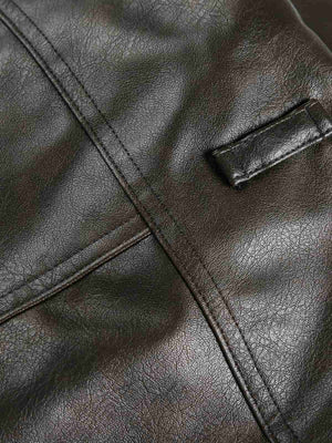 Vintage PU Leather Stand Collar Moto Workwear Vest - thumbnail 7