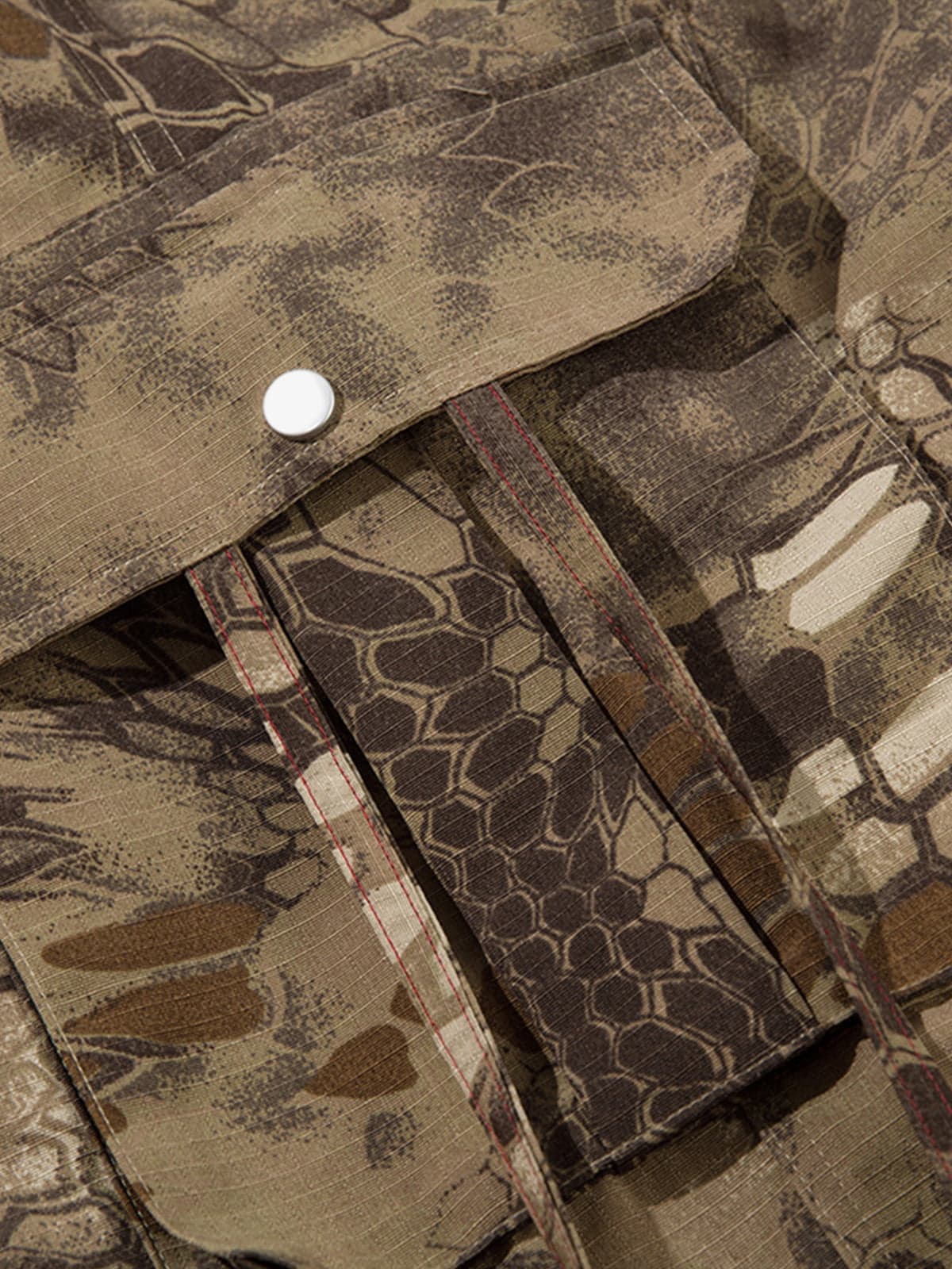 Adjustable Drawstring Python Camouflage Barrel Cargo Pants - image 8