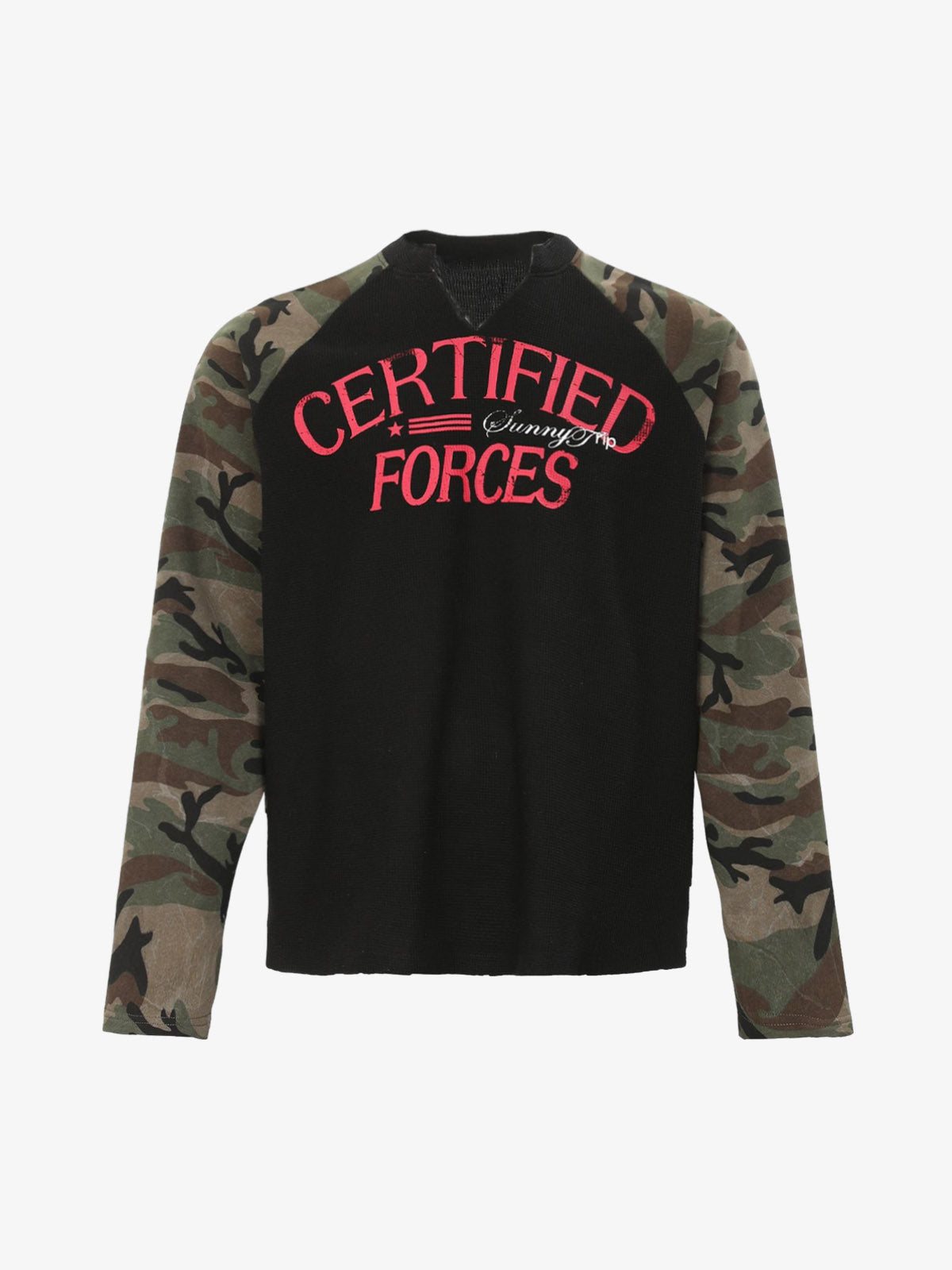 Camouflage Stitching Raglan Long Sleeve T-Shirt