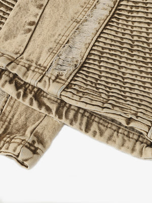 Acid Wash Moto Jeans – Ribbed knee panel close-up | XoKool