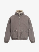 Pocket Zip Up Fur Collar Work Quilted Jacket