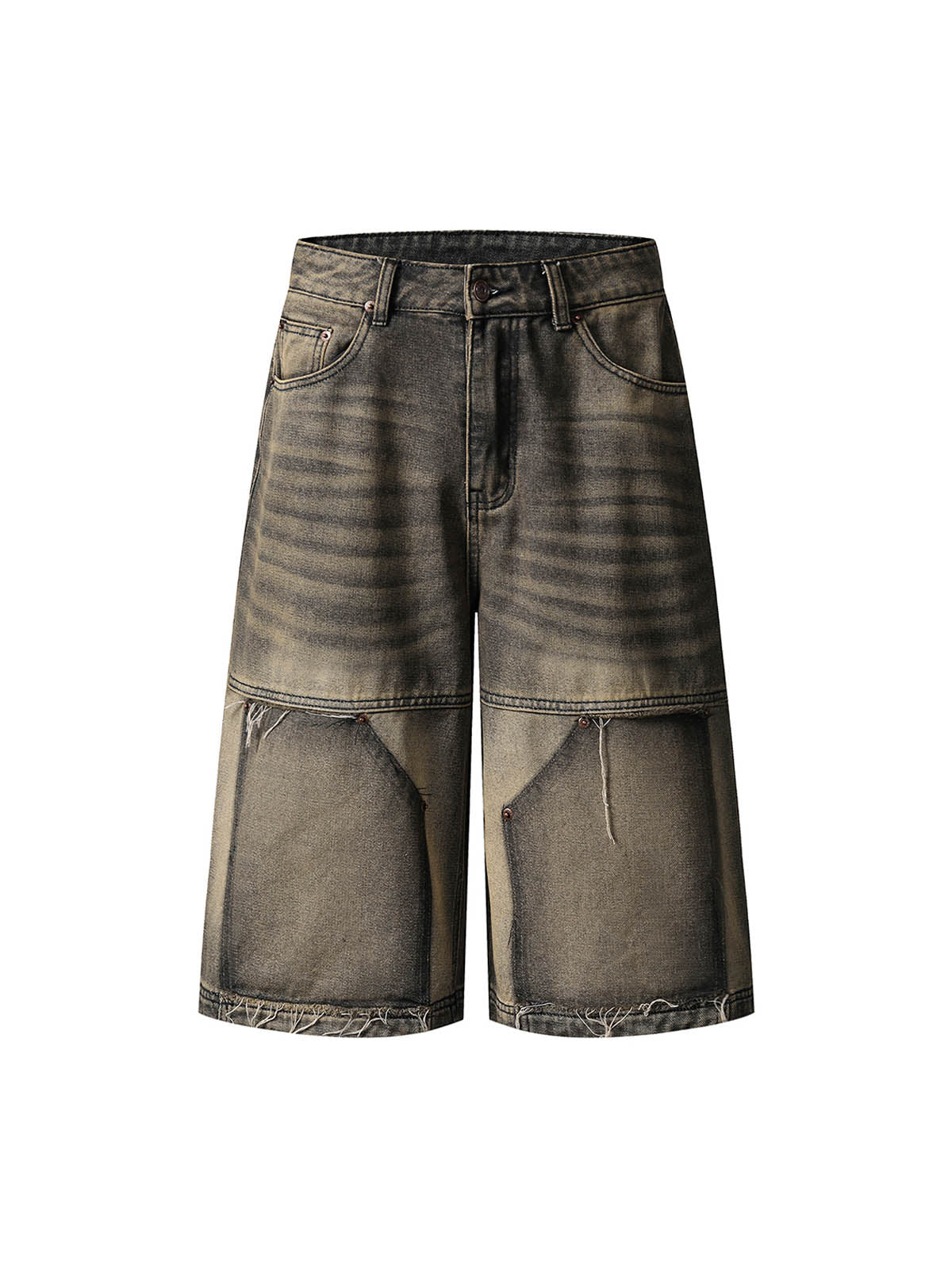 Vintage Patchwork Raw Edge Cropped Jort