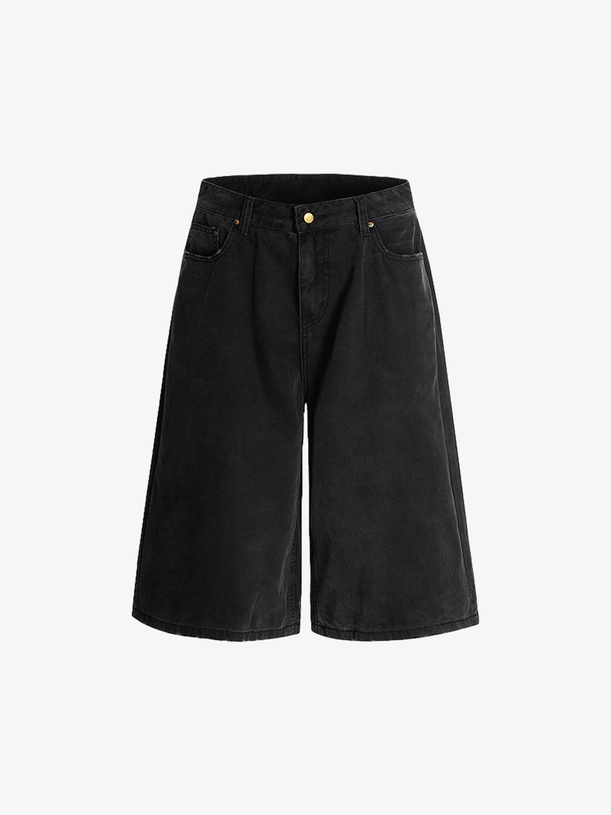 Vintage Washed Distressed Semi-Elastic Solid Color Denim Shorts