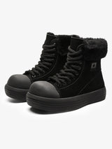 Fleece-Lined Suede Platform Warm Mid-Top Boots