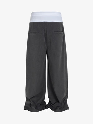 High-Waisted Contrast-Color Patchwork Niche Pants - thumbnail 2