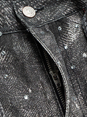 Denim Distressed Belt Diamond Decorated Jeans - thumbnail 10