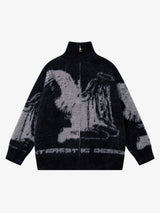 Street Subculture Angel Jacquard Cardigan Sweater