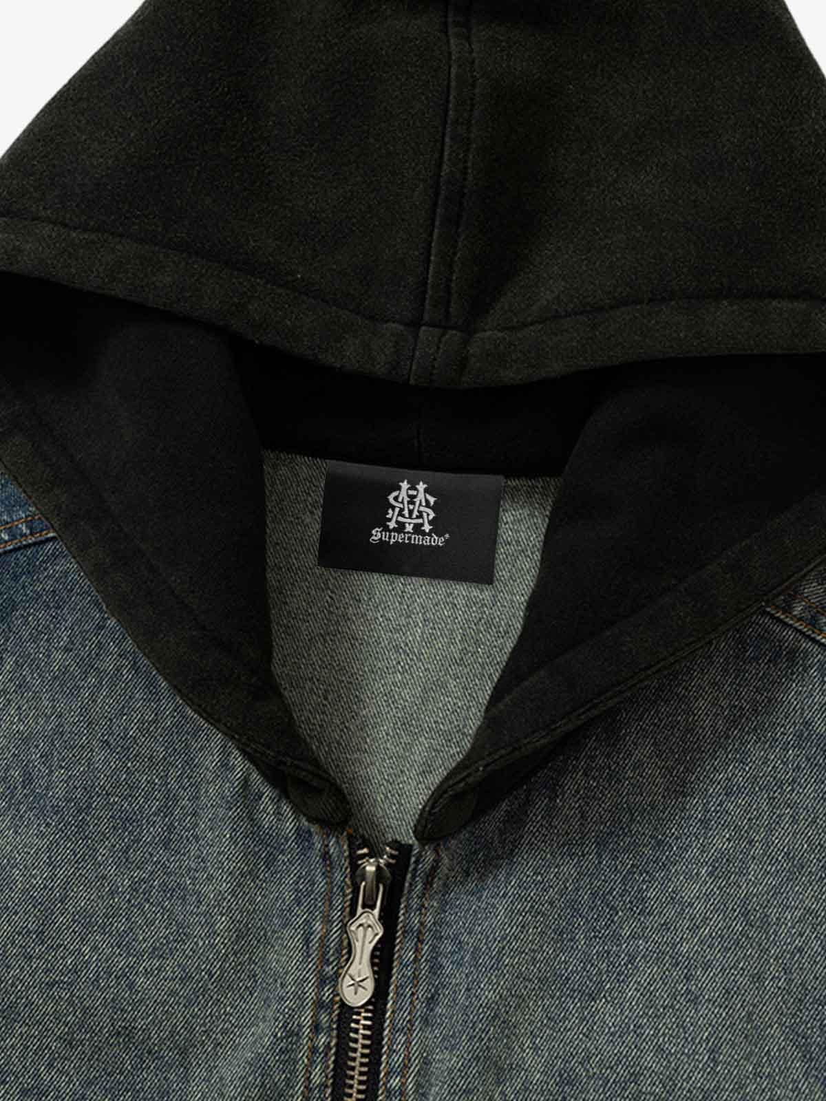 Functional Multi-Pocket Hooded Denim Vest - image 5