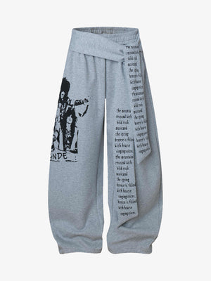 Dark Street Character Print Waist Strap Detail Barrel Pants - thumbnail 2
