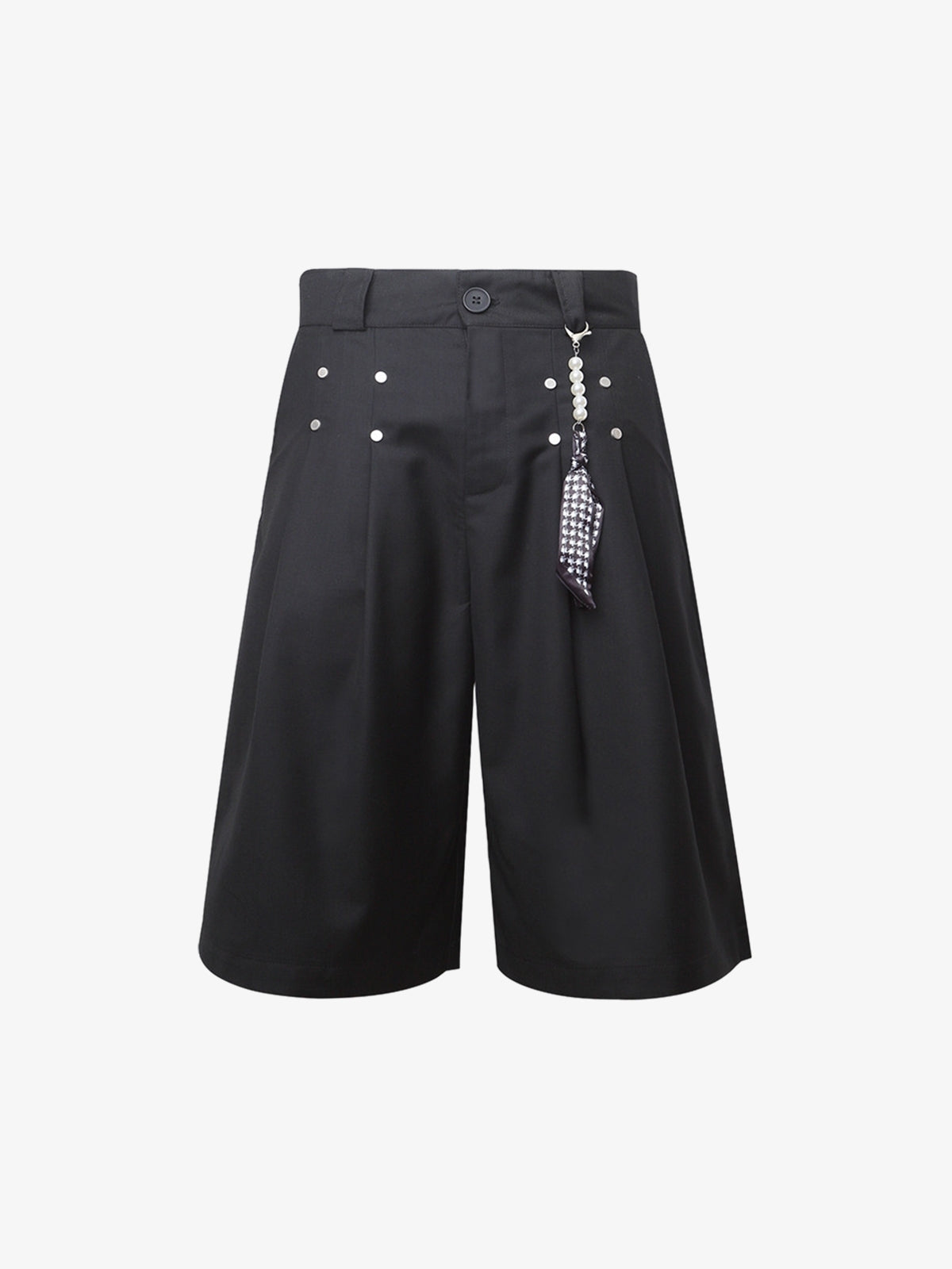 Pleated Design Pendant Decoration Baggy Shorts