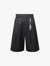 Pleated Design Pendant Decoration Baggy Shorts