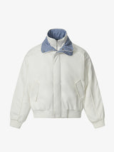 Retro Layered Look Plaid Collar Padded Jacket