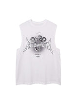 Bring edge to your wardrobe with the Aborfend Tank Top — a bold blend of comfort and attitude. Crafted from a soft, breathable cotton blend, this sleeveless top features a striking gothic-inspired graphic print, paired with a classic crew neck for all-day