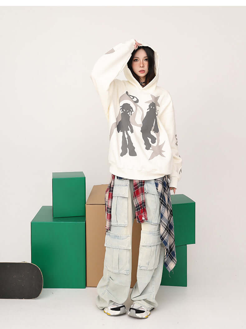 Refresh your streetwear collection with the Abstract Angel Print Pullover Hoodie. Crafted from a soft and breathable cotton blend, this hoodie offers unbeatable comfort combined with standout style. Featuring a unique graphic print design, ribbed cuffs an