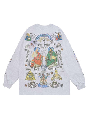 Stand out with effortless flair in the American High Street Graffiti Long Sleeve T Shirt. Crafted from a soft cotton blend, this shirt features detailed allover graphic prints inspired by vintage street art and urban graffiti. With a relaxed fit, classic