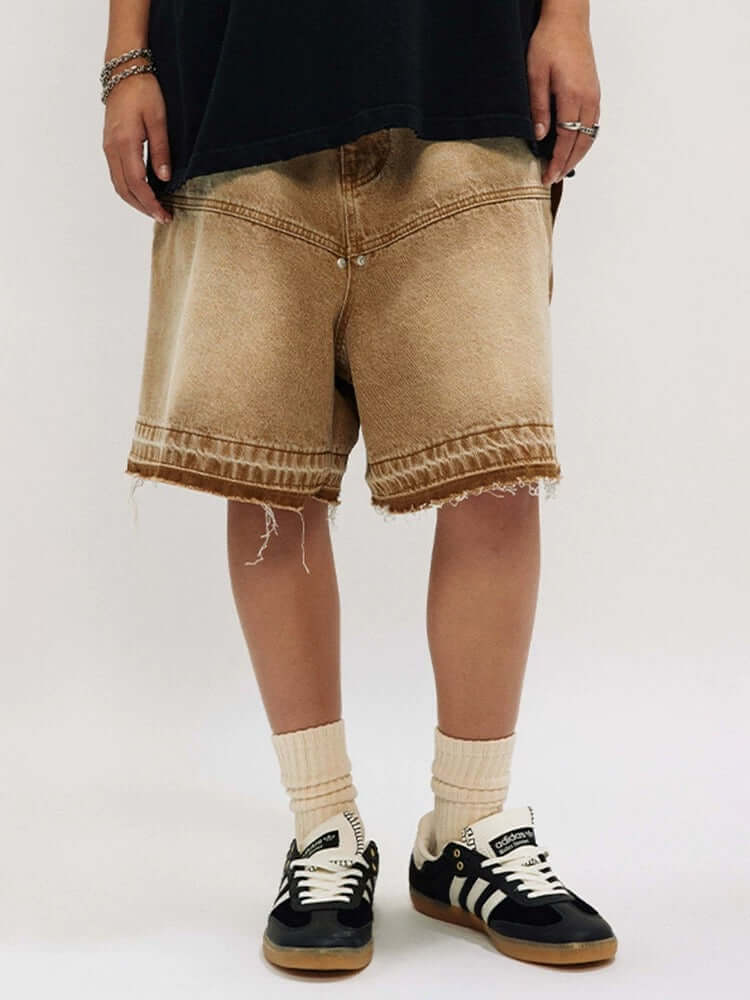 Elevate your casual wardrobe with the American Retro Distressed Washed Denim Shorts — a stylish essential blending comfort and urban edge. Made from breathable denim, these shorts feature a distressed finish, practical side pockets, ribbed cuffs and hem f