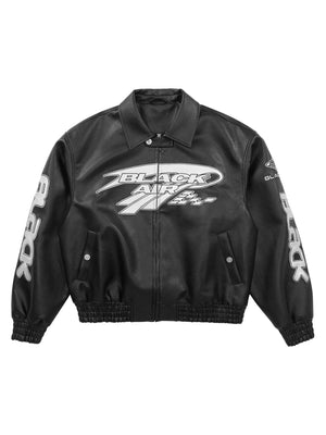 Make a bold statement with the American Vintage Street PU Leather Jacket. Crafted from lightweight satin with a sleek PU leather finish, this standout piece features a reflective logo and star print details for a unique urban edge. The jacket includes rib