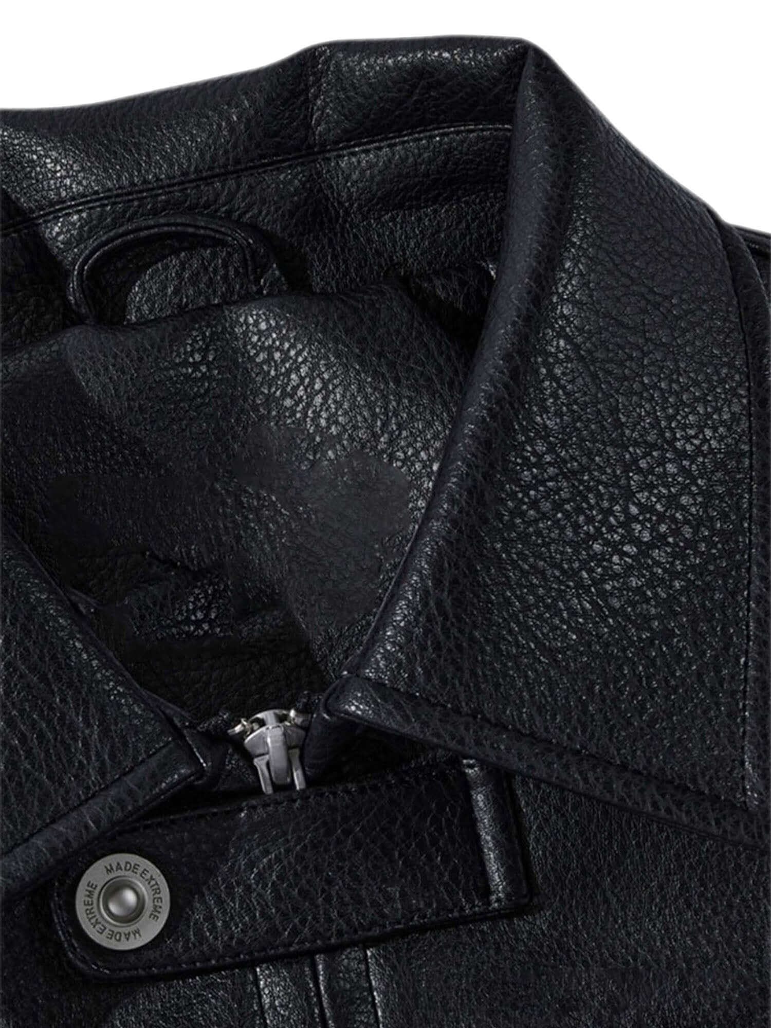 Make a bold statement with the American Vintage Street PU Leather Jacket. Crafted from lightweight satin with a sleek PU leather finish, this standout piece features a reflective logo and star print details for a unique urban edge. The jacket includes rib