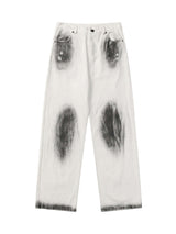 Black Stains Washed Jeans Streetwear