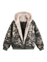 Stay warm and standout-ready with the Camouflage Fur Hooded Jacket — a bold outerwear essential designed for streetwear lovers and cold-weather comfort. Made from a durable cotton blend with soft faux fur lining, this jacket features a detachable hood, ri