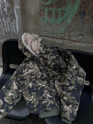Stay warm and standout-ready with the Camouflage Fur Hooded Jacket — a bold outerwear essential designed for streetwear lovers and cold-weather comfort. Made from a durable cotton blend with soft faux fur lining, this jacket features a detachable hood, ri