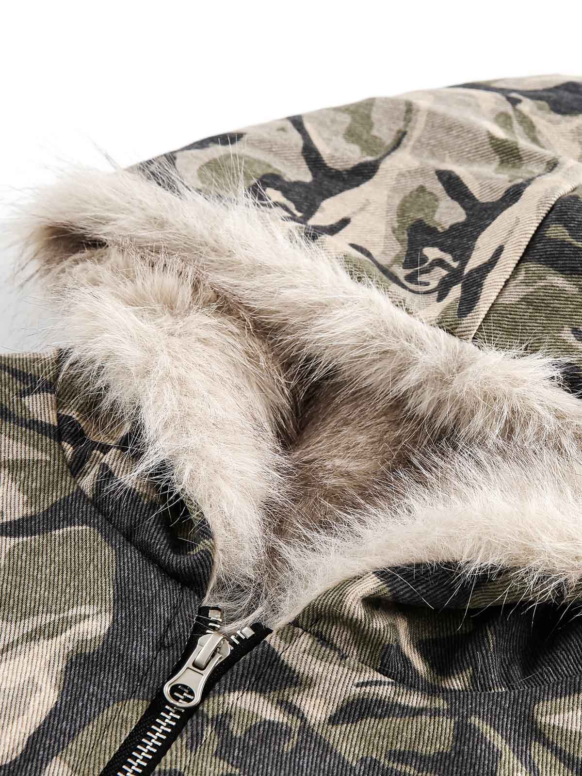 Stay warm and standout-ready with the Camouflage Fur Hooded Jacket — a bold outerwear essential designed for streetwear lovers and cold-weather comfort. Made from a durable cotton blend with soft faux fur lining, this jacket features a detachable hood, ri