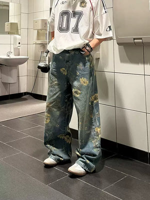 Bring retro vibes to your wardrobe with the Carpenter Pant. Crafted from durable denim, these high-waist, wide-leg pants feature a unique vintage floral print for a standout casual look. The elastic waistband ensures a secure and comfortable fit, while th