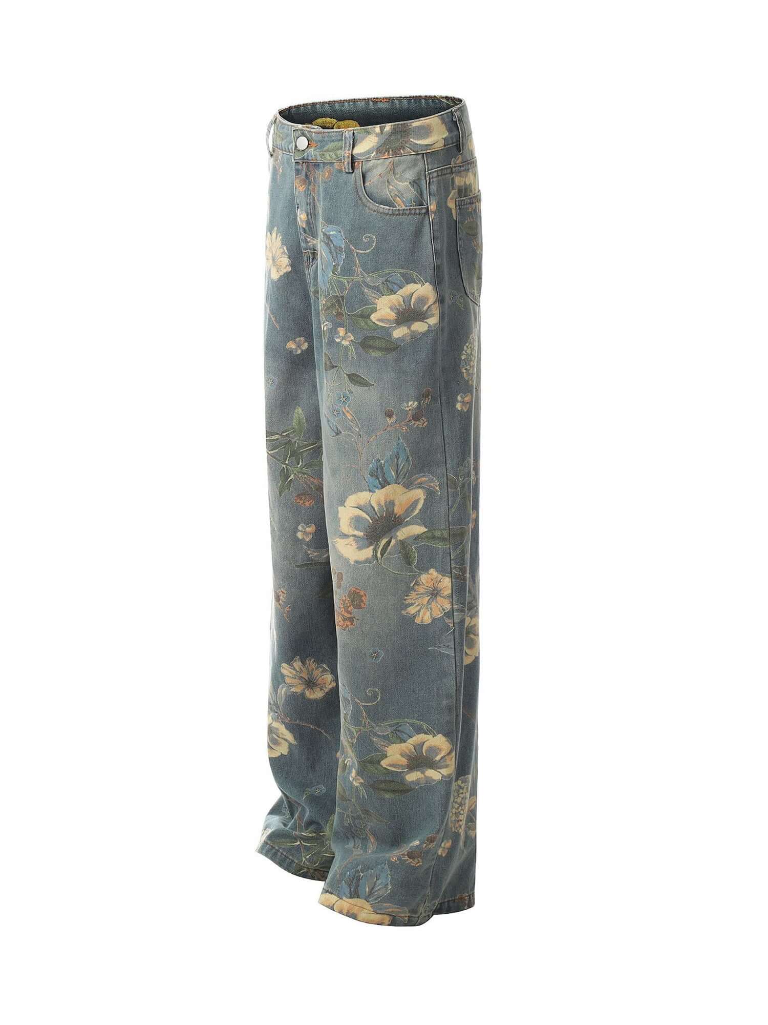 Bring retro vibes to your wardrobe with the Carpenter Pant. Crafted from durable denim, these high-waist, wide-leg pants feature a unique vintage floral print for a standout casual look. The elastic waistband ensures a secure and comfortable fit, while th