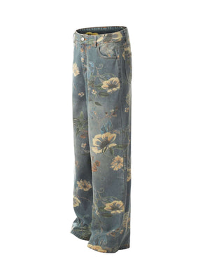 Bring retro vibes to your wardrobe with the Carpenter Pant. Crafted from durable denim, these high-waist, wide-leg pants feature a unique vintage floral print for a standout casual look. The elastic waistband ensures a secure and comfortable fit, while th