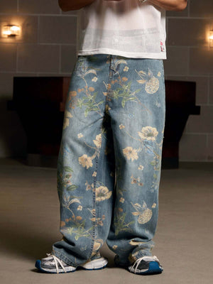 Bring retro vibes to your wardrobe with the Carpenter Pant. Crafted from durable denim, these high-waist, wide-leg pants feature a unique vintage floral print for a standout casual look. The elastic waistband ensures a secure and comfortable fit, while th