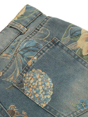 Bring retro vibes to your wardrobe with the Carpenter Pant. Crafted from durable denim, these high-waist, wide-leg pants feature a unique vintage floral print for a standout casual look. The elastic waistband ensures a secure and comfortable fit, while th