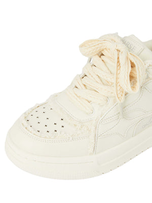 Step into everyday style with the Casual White Board Shoes — a clean and modern essential for casual and streetwear looks. Crafted from premium leather, these low-top sneakers feature a perforated design for breathability, a chunky sole for height and sup