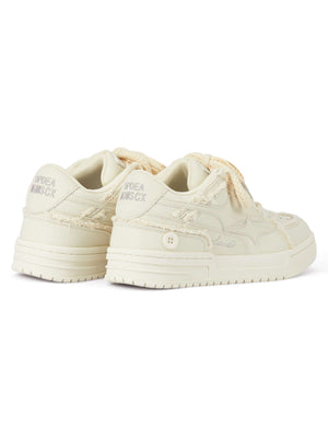 Step into everyday style with the Casual White Board Shoes — a clean and modern essential for casual and streetwear looks. Crafted from premium leather, these low-top sneakers feature a perforated design for breathability, a chunky sole for height and sup
