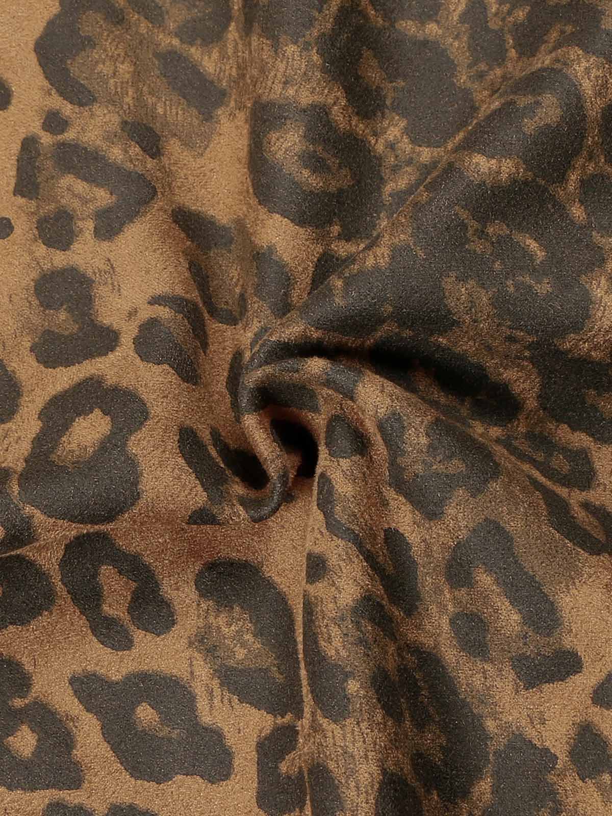 Make a fearless style statement with the Cheetah Print Suede Tracksuit. Crafted from soft and cozy faux fur, this bold matching set includes a zip-up jacket and matching pants, both featuring a standout leopard print design. Designed with ribbed cuffs and