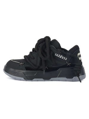 Step into bold comfort with the Chunky Rope Shoes — a modern essential for urban fashion lovers. Crafted from durable synthetic leather with breathable mesh panels, these sneakers feature reflective details for enhanced visibility, a chunky cushioned sole