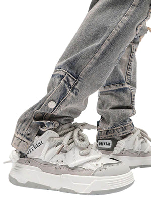Step into bold comfort with the Chunky Rope Shoes — a modern essential for urban fashion lovers. Crafted from durable synthetic leather with breathable mesh panels, these sneakers feature reflective details for enhanced visibility, a chunky cushioned sole