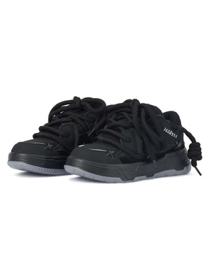 Step into bold comfort with the Chunky Rope Shoes — a modern essential for urban fashion lovers. Crafted from durable synthetic leather with breathable mesh panels, these sneakers feature reflective details for enhanced visibility, a chunky cushioned sole