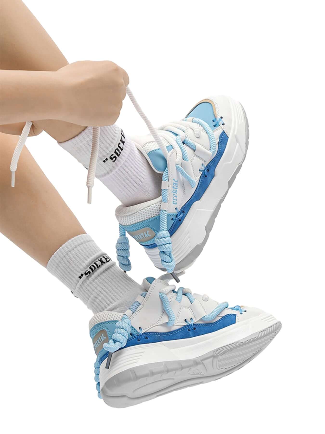 Step into bold comfort with the Chunky Rope Shoes — a modern essential for urban fashion lovers. Crafted from durable synthetic leather with breathable mesh panels, these sneakers feature reflective details for enhanced visibility, a chunky cushioned sole