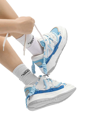 Step into bold comfort with the Chunky Rope Shoes — a modern essential for urban fashion lovers. Crafted from durable synthetic leather with breathable mesh panels, these sneakers feature reflective details for enhanced visibility, a chunky cushioned sole