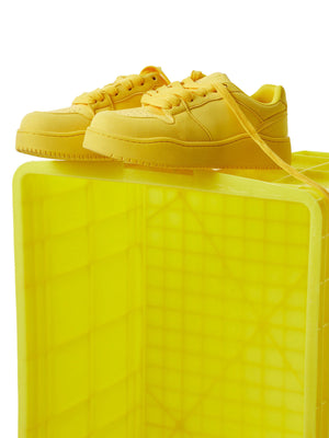 Yellow Chunky Low Top Sneakers with Tonal Overlays – Yellow on crate | XoKool